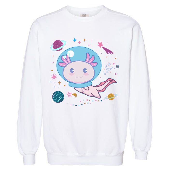 Cute Space Galaxy Astronaut Axolotl Garment-Dyed Sweatshirt