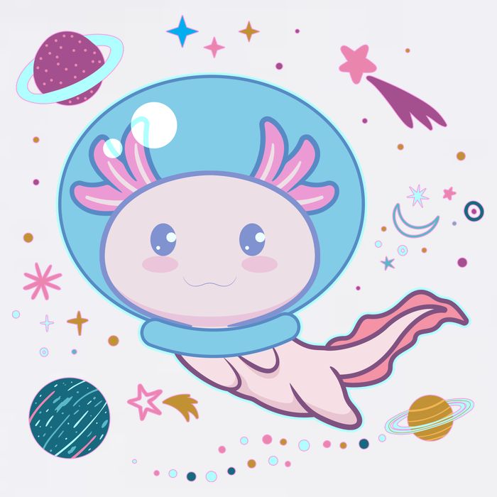 Cute Space Galaxy Astronaut Axolotl Garment-Dyed Sweatshirt
