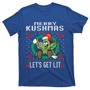 Cannabis Stoner Gift Marijuana Ugly Christmas LetS Get Lit Gift T-Shirt