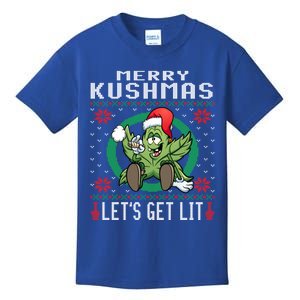 Cannabis Stoner Gift Marijuana Ugly Christmas LetS Get Lit Gift Kids T-Shirt