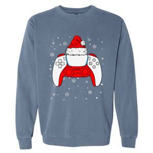 Christmas Santa Gamer Controller Boys Teens Gaming Xmas Garment-Dyed Sweatshirt