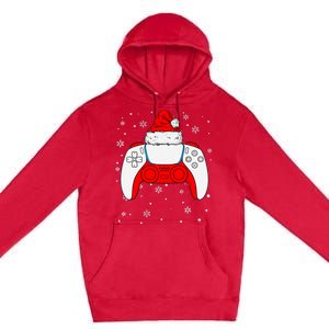 Christmas Santa Gamer Controller Boys Teens Gaming Xmas Premium Pullover Hoodie