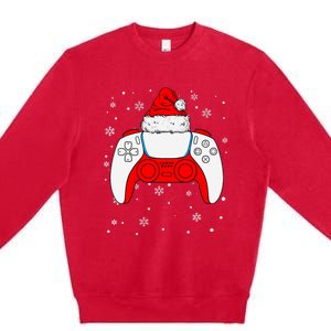 Christmas Santa Gamer Controller Boys Teens Gaming Xmas Premium Crewneck Sweatshirt