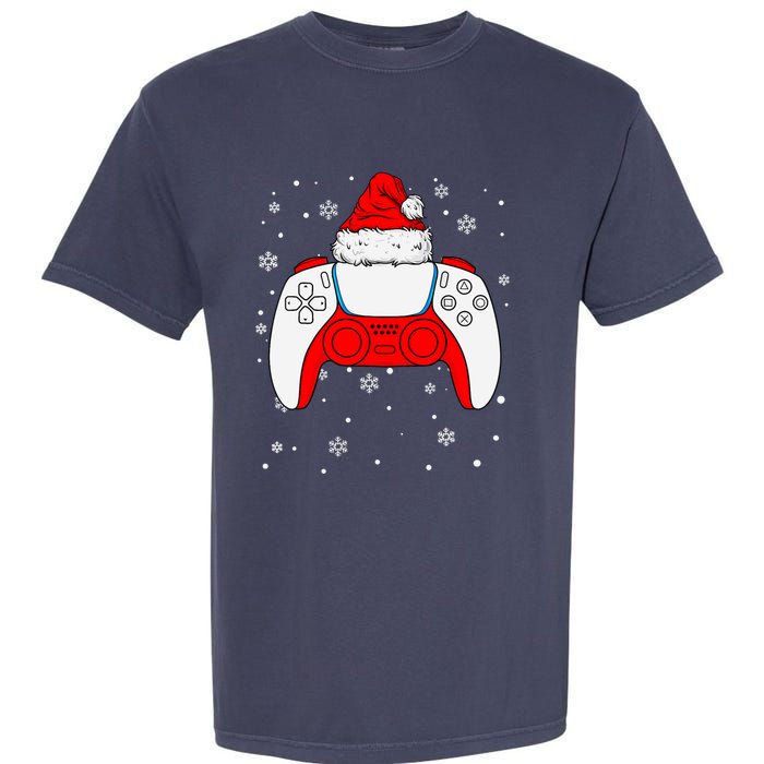 Christmas Santa Gamer Controller Boys Teens Gaming Xmas Garment-Dyed Heavyweight T-Shirt