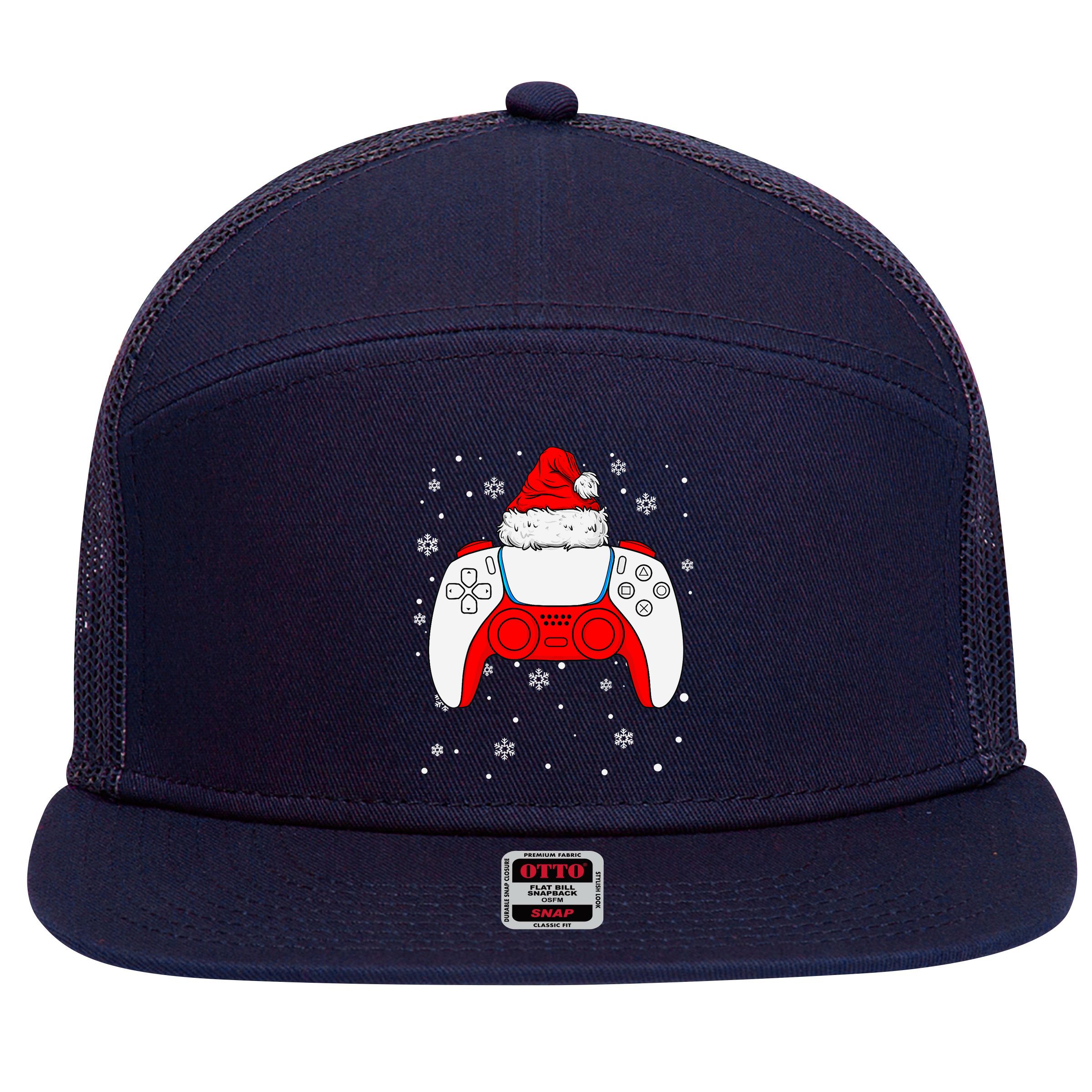 Christmas Santa Gamer Controller Boys Teens Gaming Xmas 7 Panel Mesh Trucker Snapback Hat