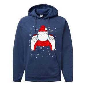 Christmas Santa Gamer Controller Boys Teens Gaming Xmas Performance Fleece Hoodie