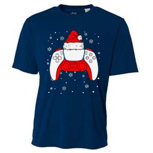 Christmas Santa Gamer Controller Boys Teens Gaming Xmas Cooling Performance Crew T-Shirt