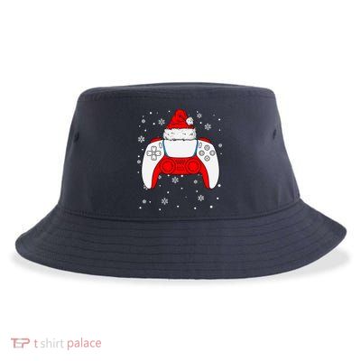 Christmas Santa Gamer Controller Boys Teens Gaming Xmas Sustainable Bucket Hat
