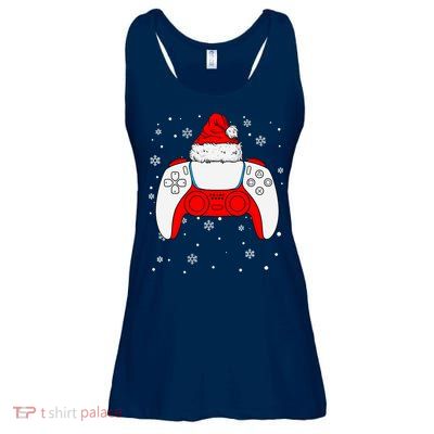 Christmas Santa Gamer Controller Boys Teens Gaming Xmas Ladies Essential Flowy Tank