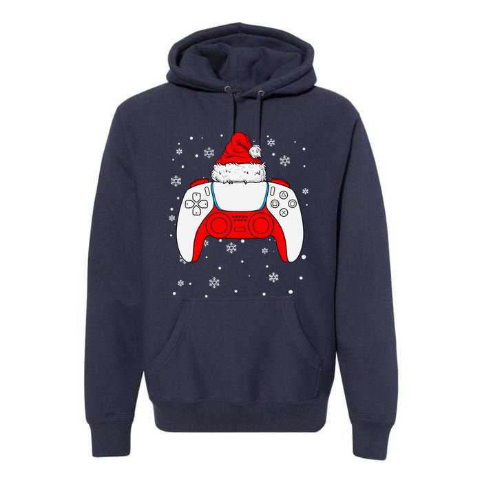 Christmas Santa Gamer Controller Boys Teens Gaming Xmas Premium Hoodie