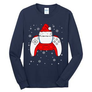 Christmas Santa Gamer Controller Boys Teens Gaming Xmas Tall Long Sleeve T-Shirt