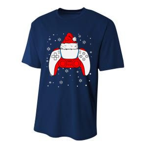 Christmas Santa Gamer Controller Boys Teens Gaming Xmas Performance Sprint T-Shirt