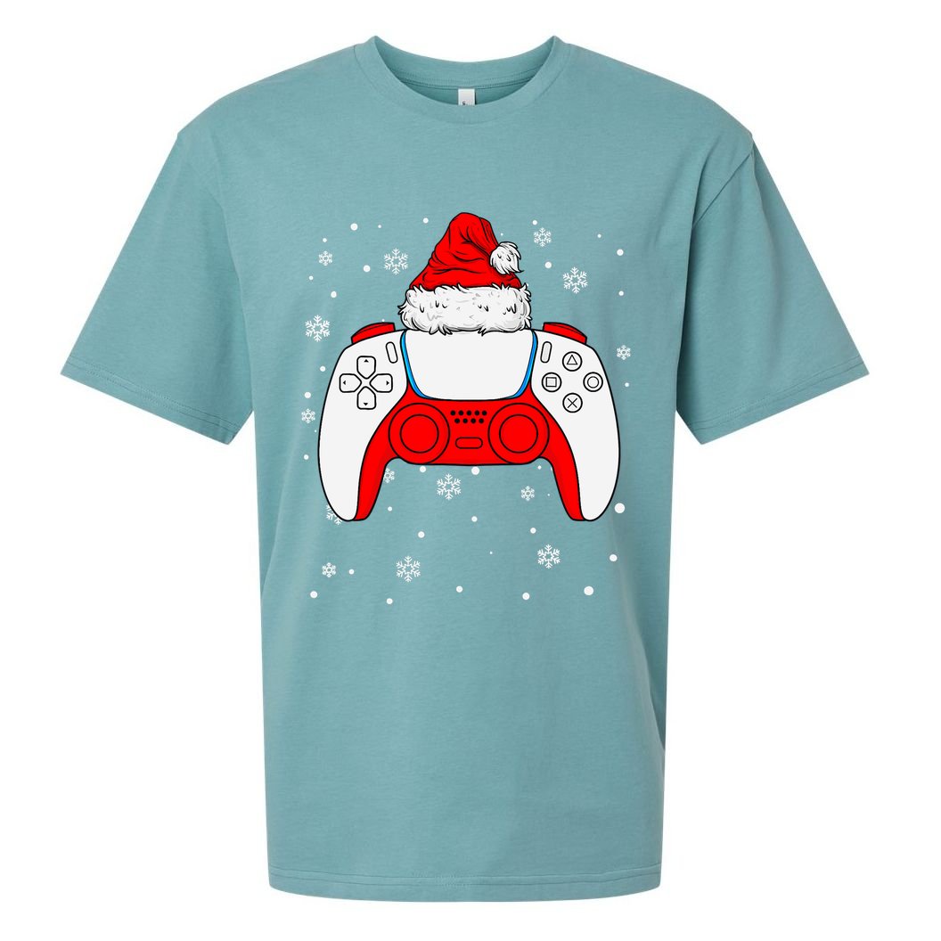 Christmas Santa Gamer Controller Boys Teens Gaming Xmas Sueded Cloud Jersey T-Shirt