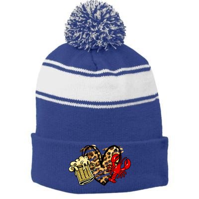 Crawfish Season Gift Stripe Pom Pom Beanie