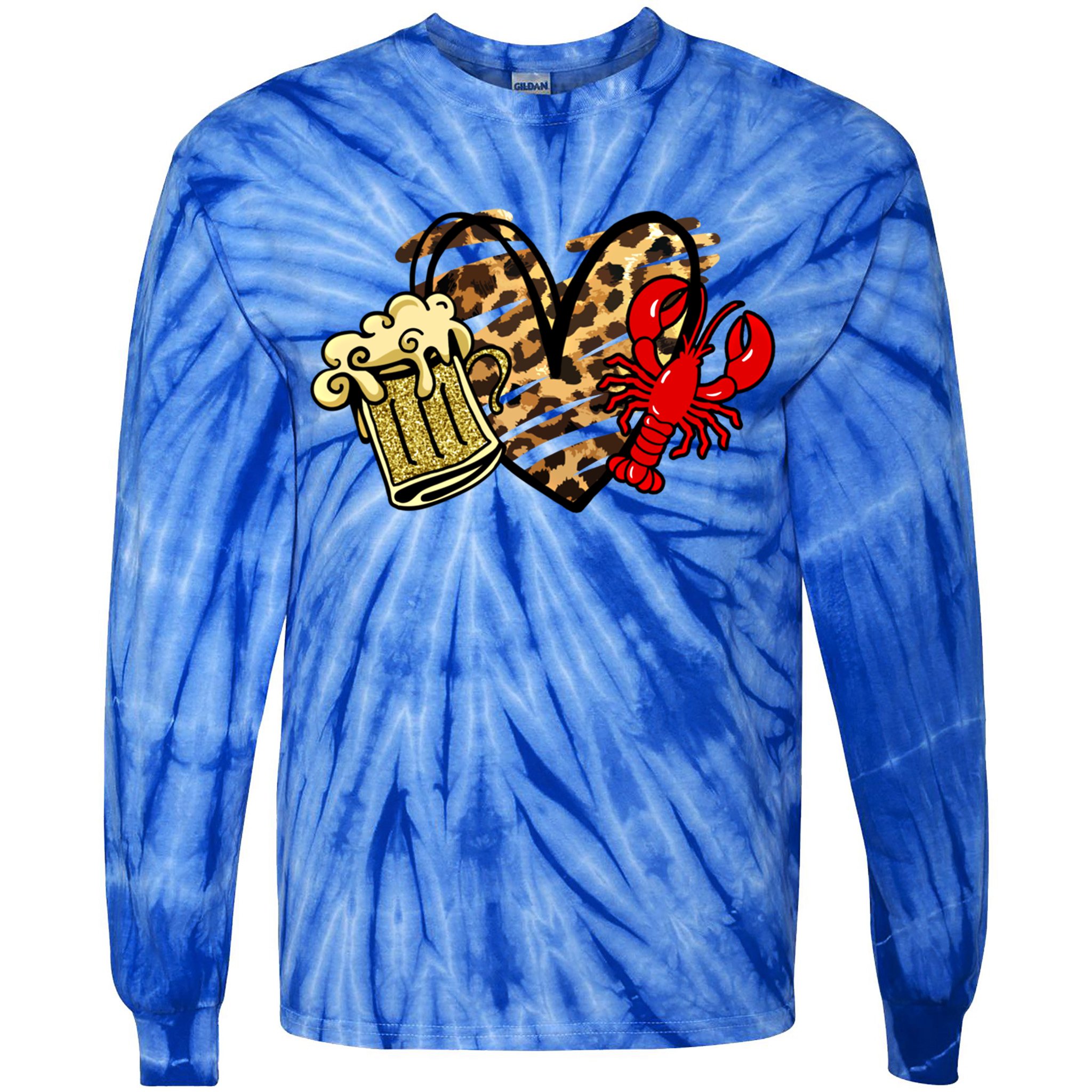Crawfish Season Gift Tie-Dye Long Sleeve Shirt