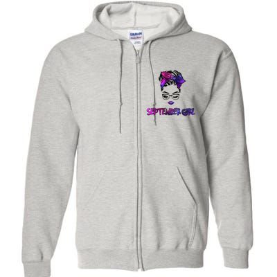 Cute September Girl Full Zip Hoodie