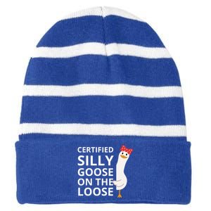 Certified Silly Goose On The Loose Striped Beanie with Solid Band