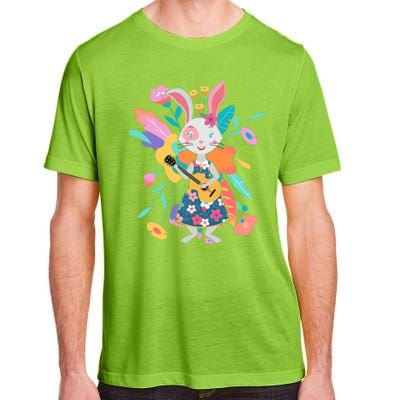 Cute Springtime Guitar Playing Bunny Rabbit Adult ChromaSoft Performance T-Shirt