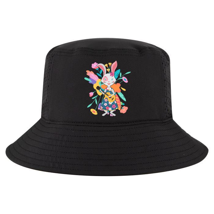 Cute Springtime Guitar Playing Bunny Rabbit Cool Comfort Performance Bucket Hat