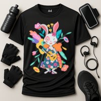 Cute Springtime Guitar Playing Bunny Rabbit Cooling Performance Crew T-Shirt