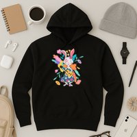 Cute Springtime Guitar Playing Bunny Rabbit Hoodie