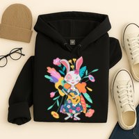 Cute Springtime Guitar Playing Bunny Rabbit Hoodie