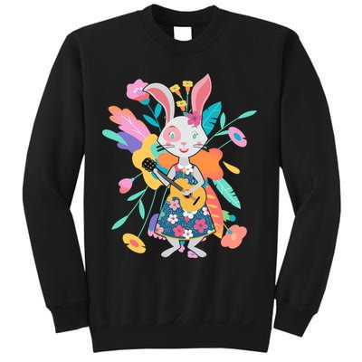 Cute Springtime Guitar Playing Bunny Rabbit Sweatshirt