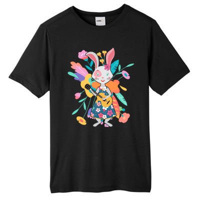 Cute Springtime Guitar Playing Bunny Rabbit Tall Fusion ChromaSoft Performance T-Shirt