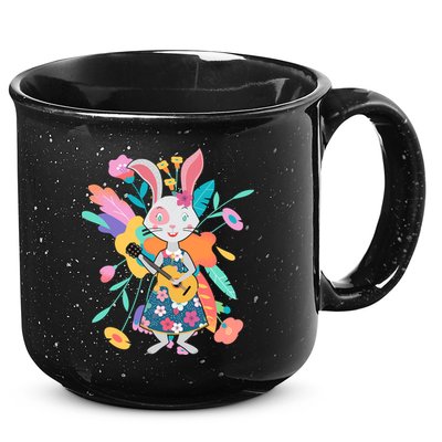 Cute Springtime Guitar Playing Bunny Rabbit 15oz Campfire Ceramic Mug