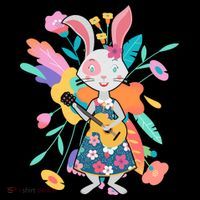 Cute Springtime Guitar Playing Bunny Rabbit Youth Performance Sprint T-Shirt