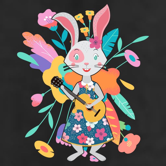 Cute Springtime Guitar Playing Bunny Rabbit 25L Jumbo Tote