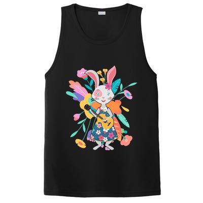 Cute Springtime Guitar Playing Bunny Rabbit PosiCharge Competitor Tank