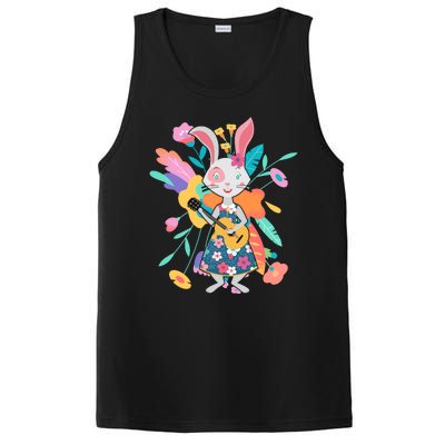 Cute Springtime Guitar Playing Bunny Rabbit PosiCharge Competitor Tank