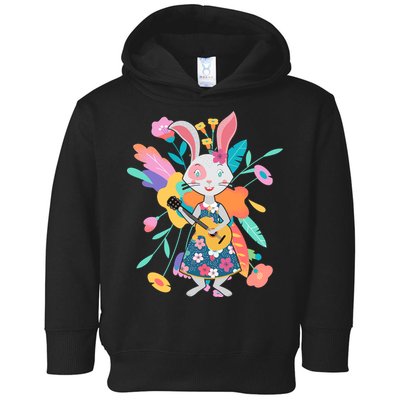 Cute Springtime Guitar Playing Bunny Rabbit Toddler Hoodie