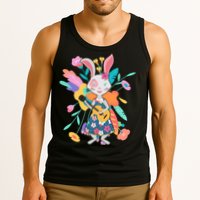 Cute Springtime Guitar Playing Bunny Rabbit Tank Top