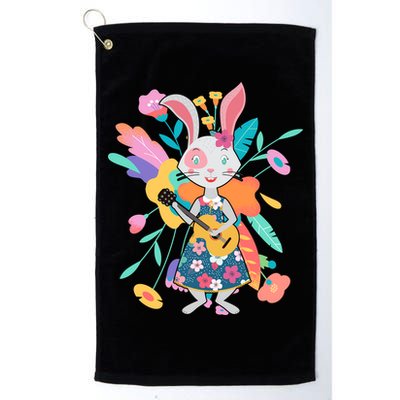Cute Springtime Guitar Playing Bunny Rabbit Golf Towel