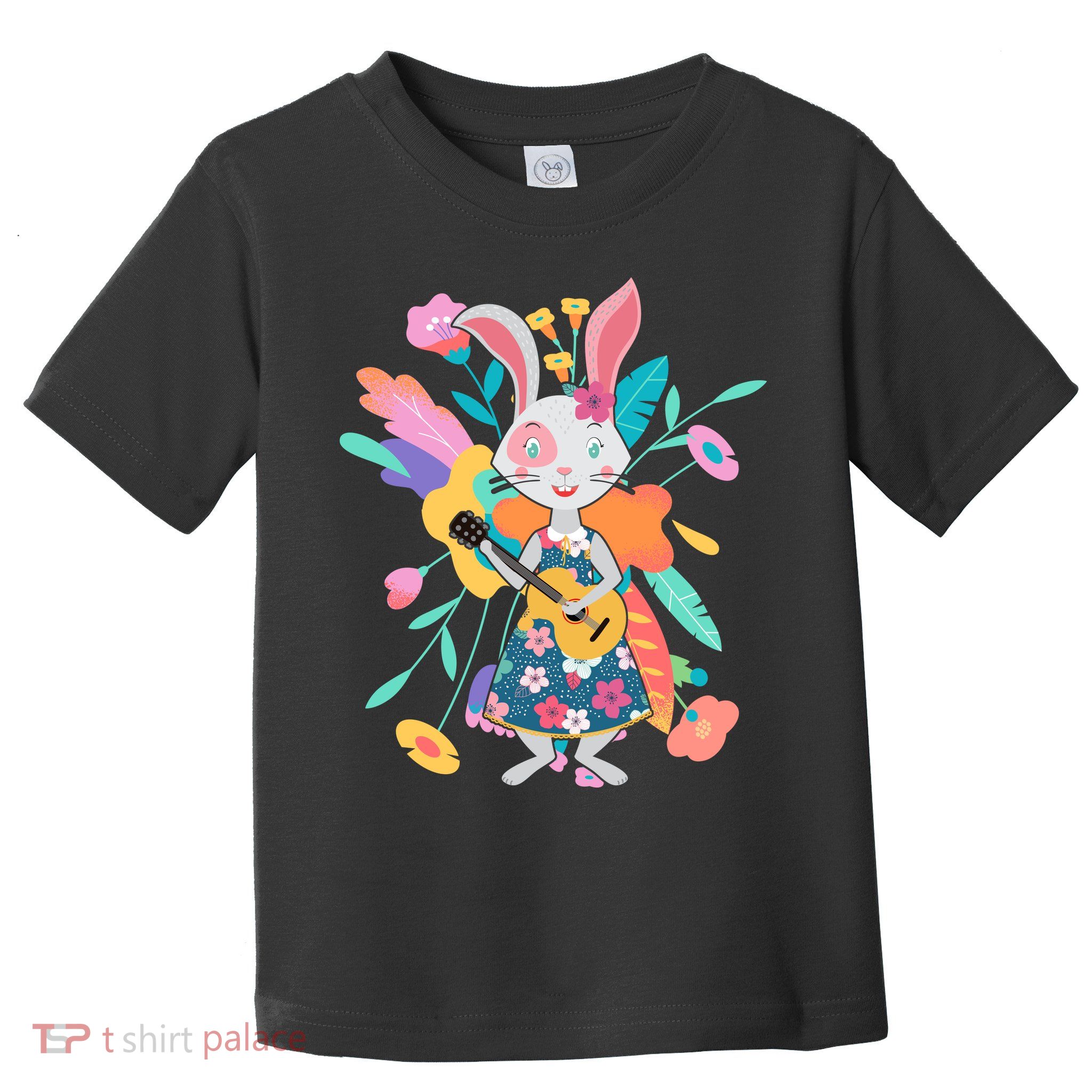 Cute Springtime Guitar Playing Bunny Rabbit Toddler T-Shirt