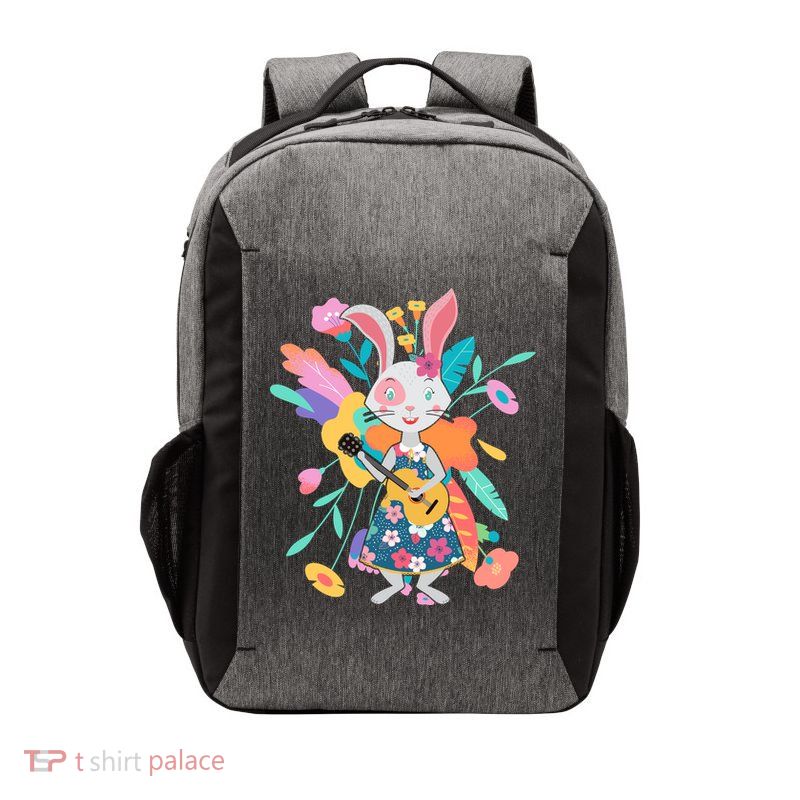 Cute Springtime Guitar Playing Bunny Rabbit Vector Backpack