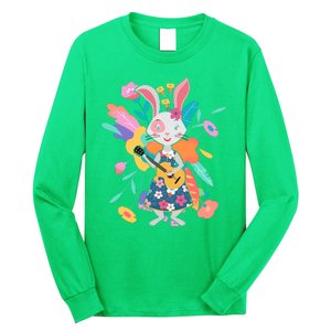 Cute Springtime Guitar Playing Bunny Rabbit Long Sleeve Shirt