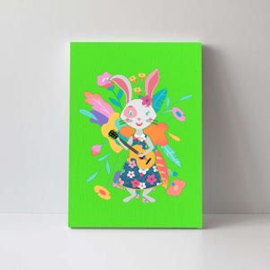 Cute Springtime Guitar Playing Bunny Rabbit Canvas