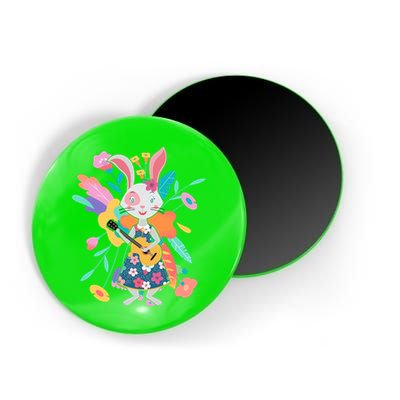 Cute Springtime Guitar Playing Bunny Rabbit Magnet