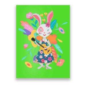 Cute Springtime Guitar Playing Bunny Rabbit Poster