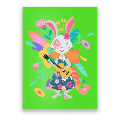 Cute Springtime Guitar Playing Bunny Rabbit Poster