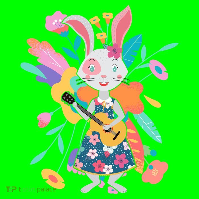 Cute Springtime Guitar Playing Bunny Rabbit Poster