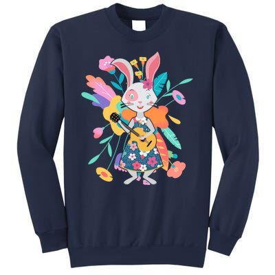 Cute Springtime Guitar Playing Bunny Rabbit Sweatshirt