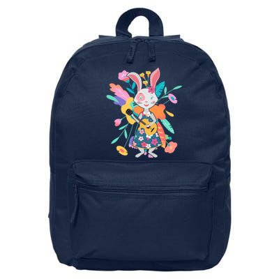 Cute Springtime Guitar Playing Bunny Rabbit 16 in Basic Backpack