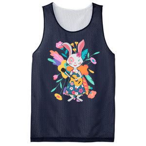 Cute Springtime Guitar Playing Bunny Rabbit Mesh Reversible Basketball Jersey Tank