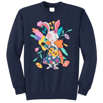 Cute Springtime Guitar Playing Bunny Rabbit Tall Sweatshirt