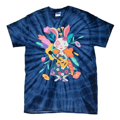 Cute Springtime Guitar Playing Bunny Rabbit Tie-Dye T-Shirt