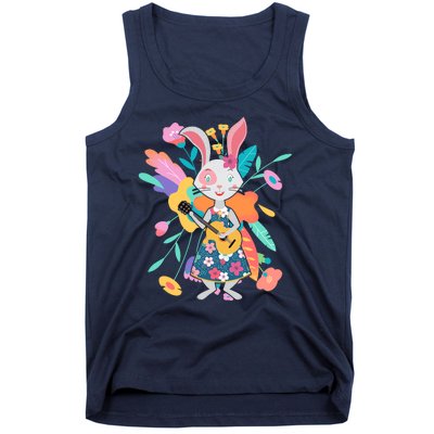 Cute Springtime Guitar Playing Bunny Rabbit Tank Top